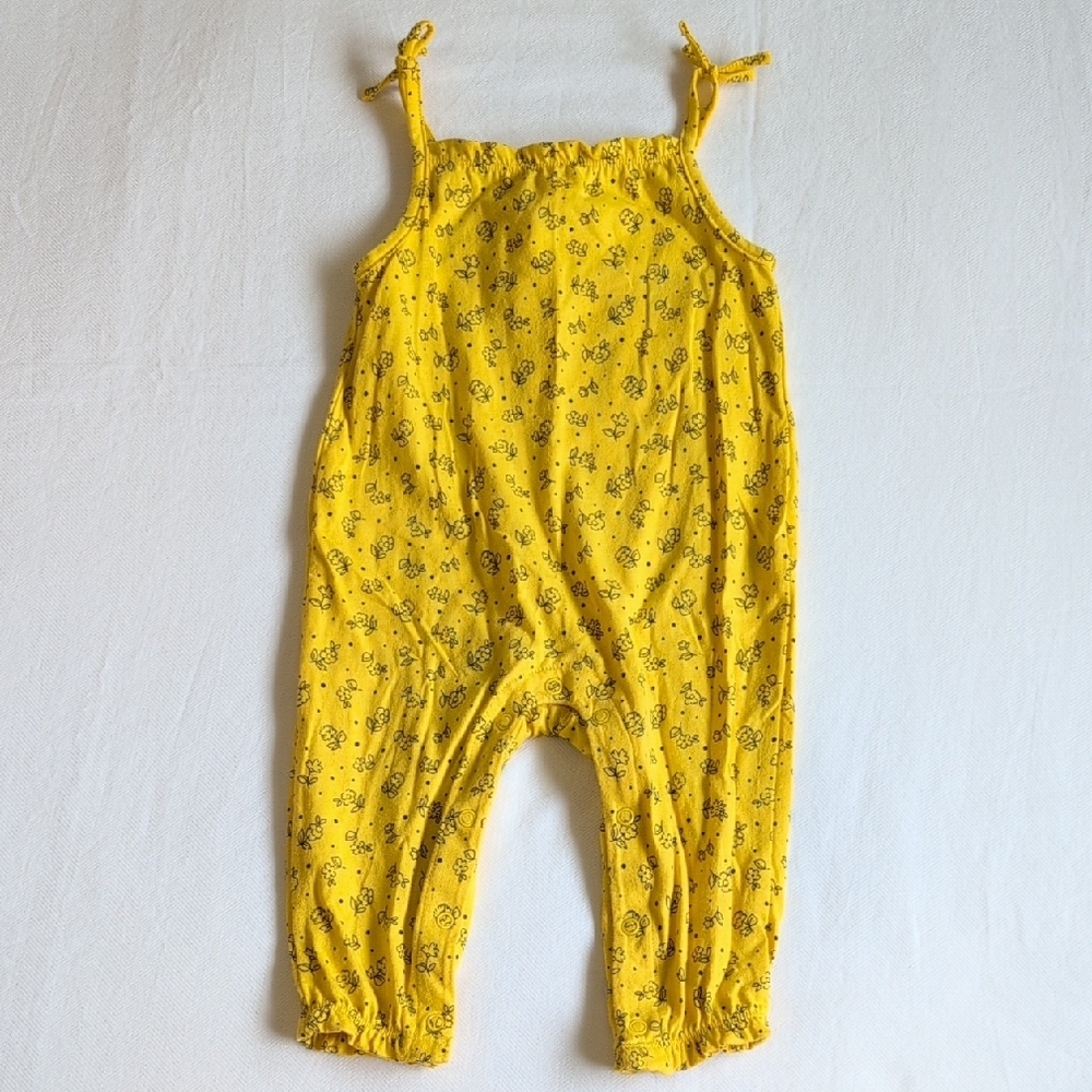 joe fresh floral tank jumpsuit yellow 12-18 months baby girl - Picture 1 of 6